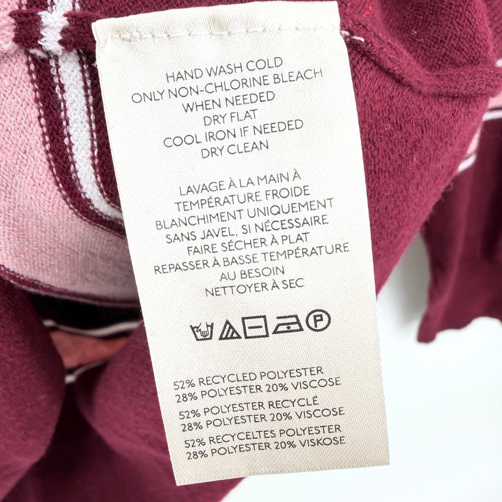 Maeve Anthropologie Knit Polo Women XL Wine Pink Scalloped Stripe Ruffle Sweater - Picture 12 of 12